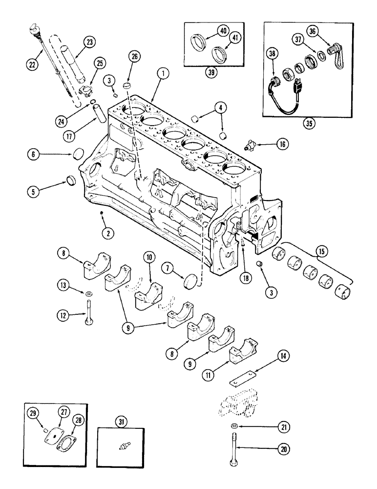 Схема запчастей Case 1187 - (042) - CYLINDER BLOCK, 504BDT DIESEL ENGINE (01) - ENGINE