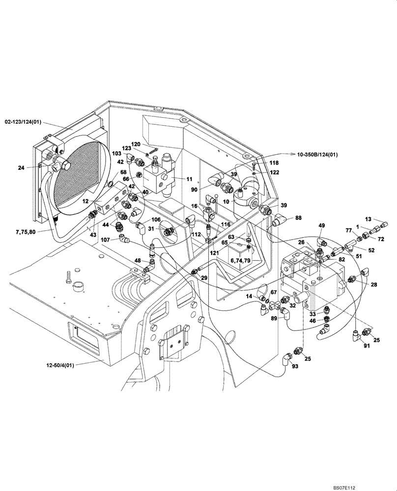 Схема запчастей Case DV204 - (10-350A/4[02]) - HYDRAULIC CIRCUIT, TRAVEL (GROUP 350 A/4) (08) - HYDRAULICS