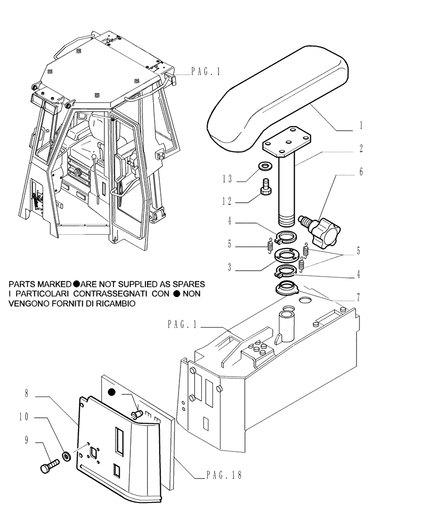 Схема запчастей Case 1850K - (9.653[20]) - ROPS CAB - COMPONENTS - OPTIONAL CODE 784110191 (19) - OPTIONS