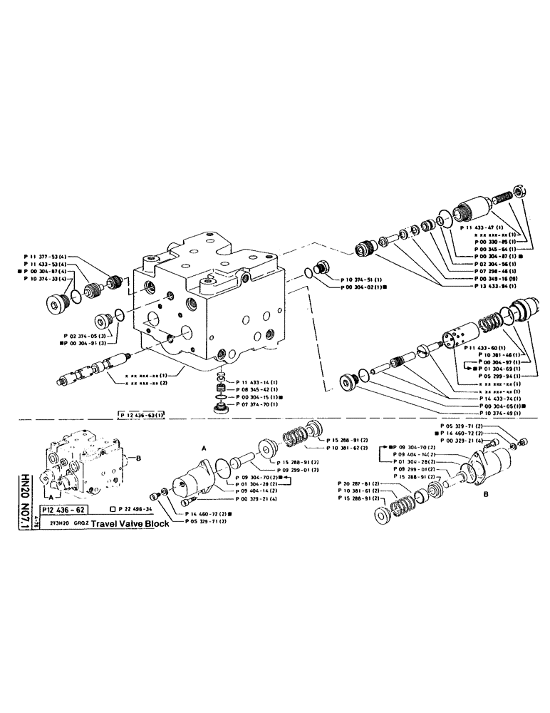 Схема запчастей Case 160CL - (62) - TRAVEL VALVE BLOCK (07) - HYDRAULIC SYSTEM