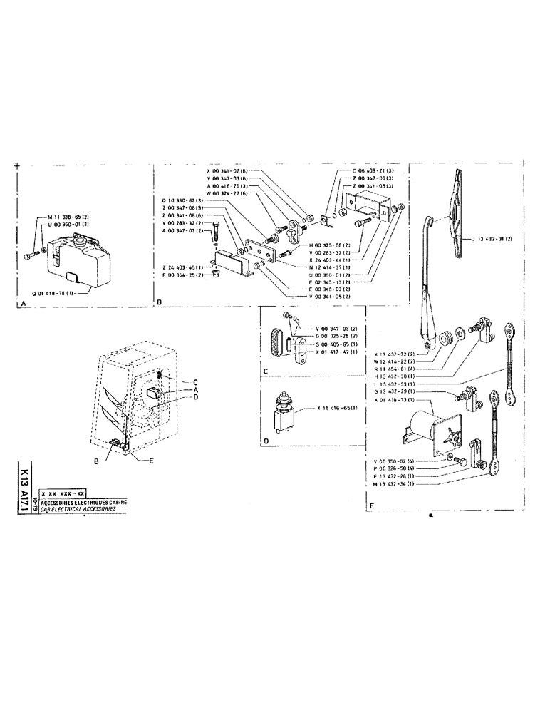 Схема запчастей Case 220 - (B-090) - CAB ELECTRICAL ACCESSORIES (06) - ELECTRICAL SYSTEMS