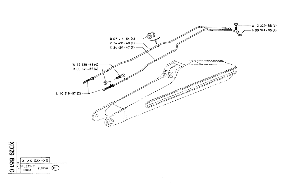 Схема запчастей Case 75C - (XD29 B51.0) - BOOM - 2,92 M (09) - BOOMS