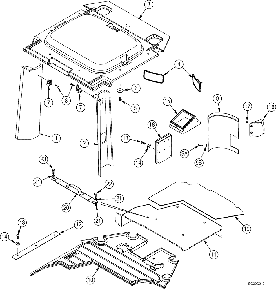 Схема запчастей Case 821C - (09-32) - CAB - INTERIOR (09) - CHASSIS