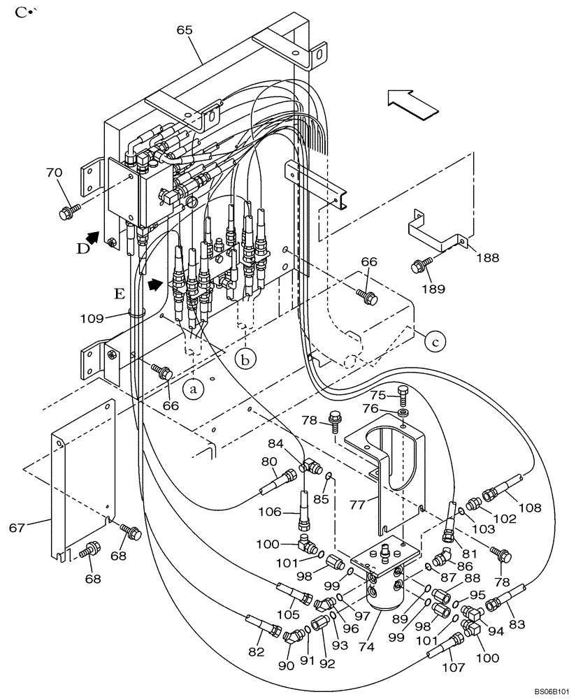 Схема запчастей Case CX700 - (08-031-00[01]) - HYDRAULIC CIRCUIT - HAND CONTROL PILOT (WITH VALVE, PRESSURE RELIEF) (08) - HYDRAULICS