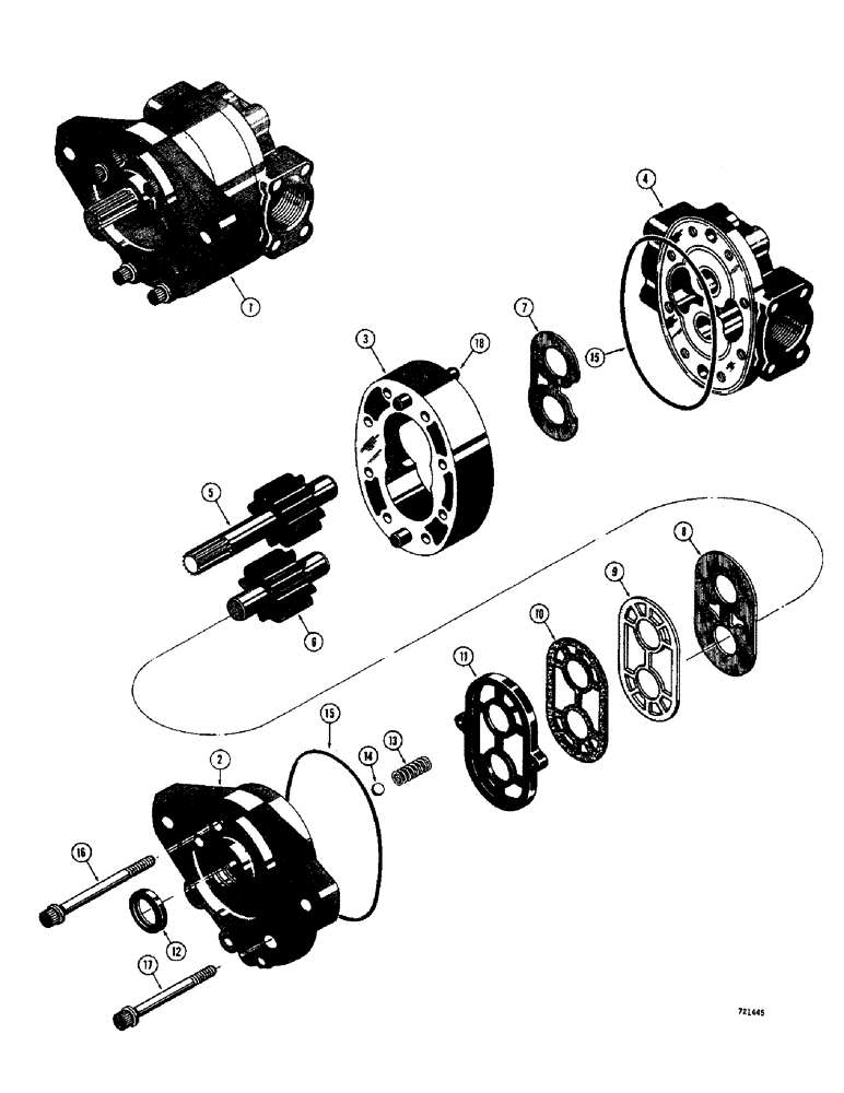 Схема запчастей Case 350 - (174) - D52444 AND R24623 HYDRAULIC PUMPS (07) - HYDRAULIC SYSTEM