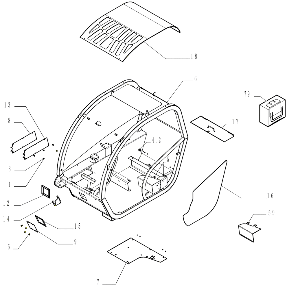 Схема запчастей Case TX842 - (9.00580[08]) - ROPS CANOPY - COMPONENTS - OPTIONAL CODE 749260001 - 749260021 - VERSION (02/03/04) (90) - PLATFORM, CAB, BODYWORK AND DECALS