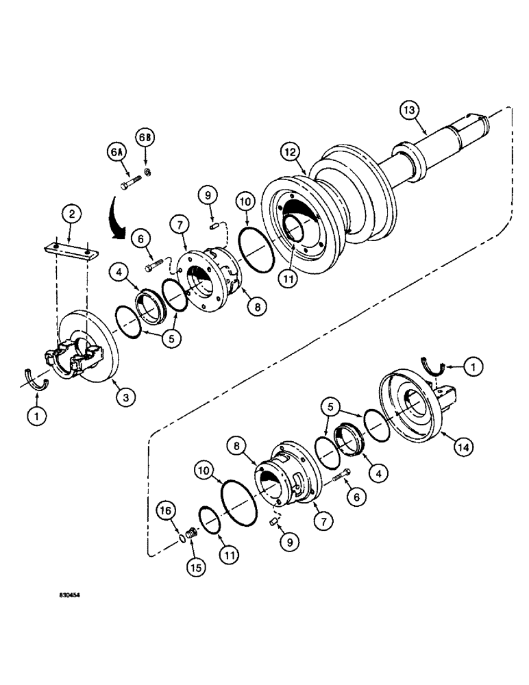 Схема запчастей Case 1187 - (114) - SINGLE FLANGE TRACK ROLLER, TYPE B (04) - UNDERCARRIAGE