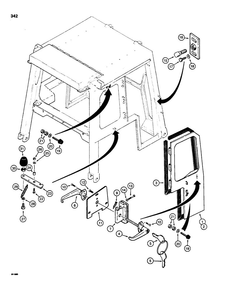 Схема запчастей Case 850C - (342) - CAB, DOORS AND RELATED PARTS (05) - UPPERSTRUCTURE CHASSIS