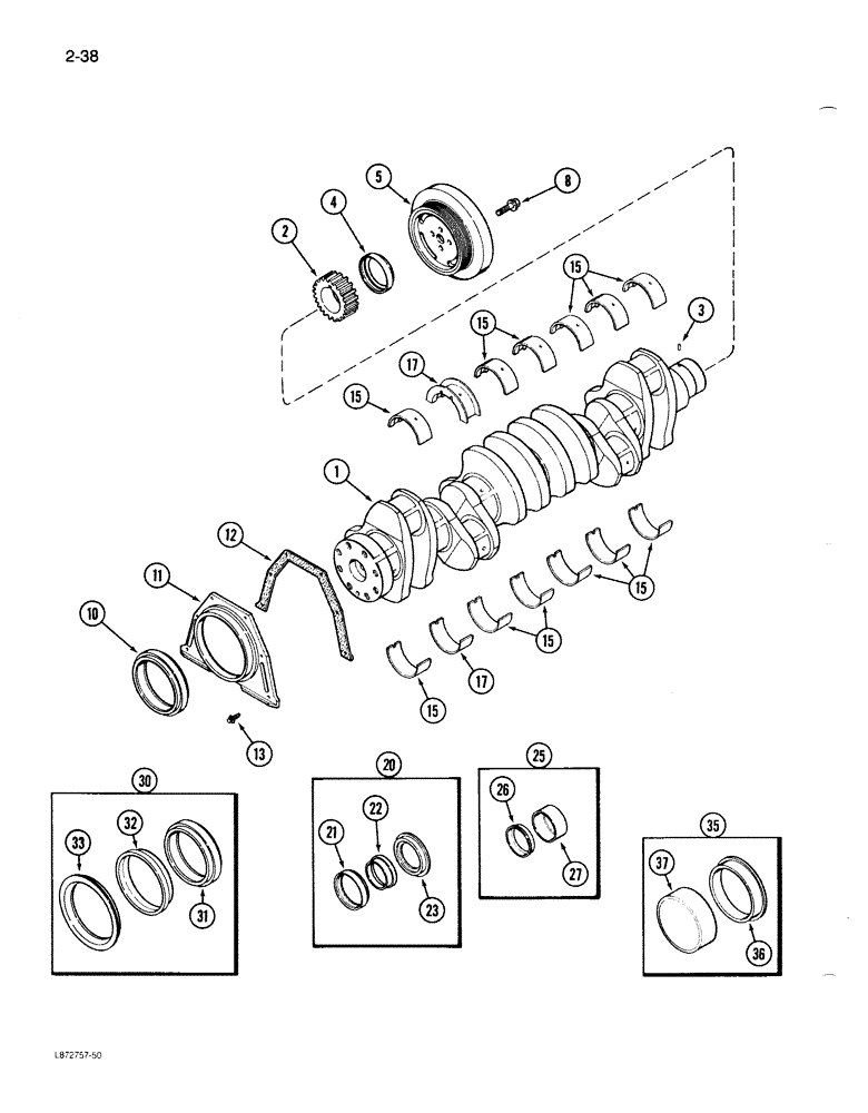 Схема запчастей Case 1085B - (2-038) - CRANKSHAFT, 6T-590 ENGINE (02) - ENGINE