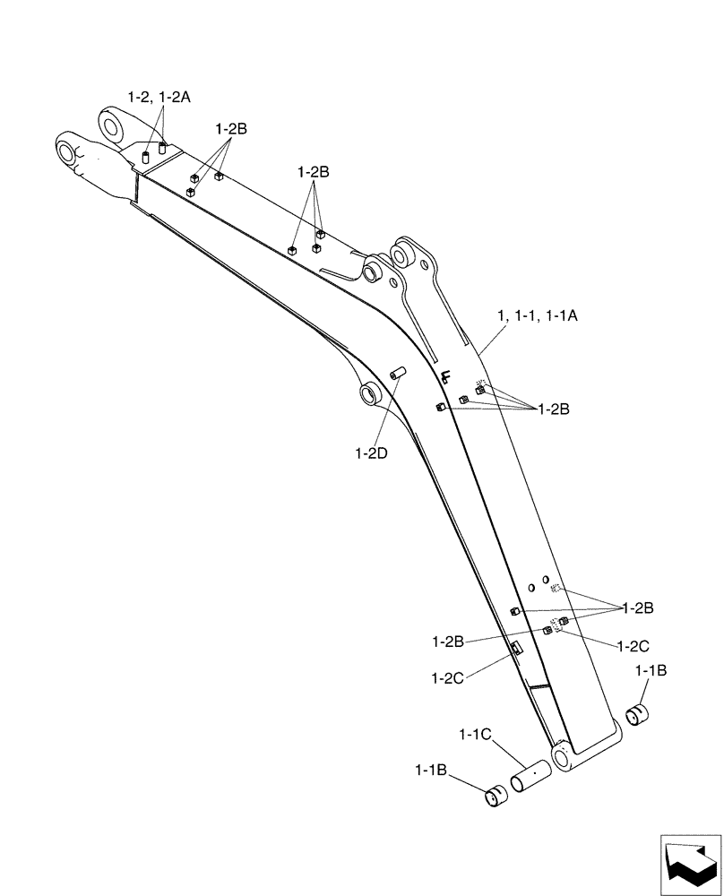 Схема запчастей Case CX50B - (03-001) - BOOM, HOE (84) - BOOMS, DIPPERS & BUCKETS