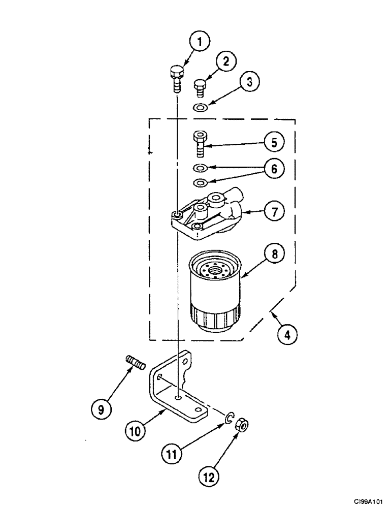 Схема запчастей Case 9007B - (3-14) - FUEL FILTER (03) - FUEL SYSTEM