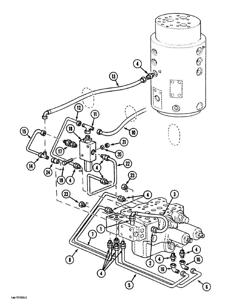 Схема запчастей Case 1088 - (7-04) - TRACK DRIVE CONTROL CIRCUIT, P.I.N. FROM 106901 TO 106939 (07) - BRAKES