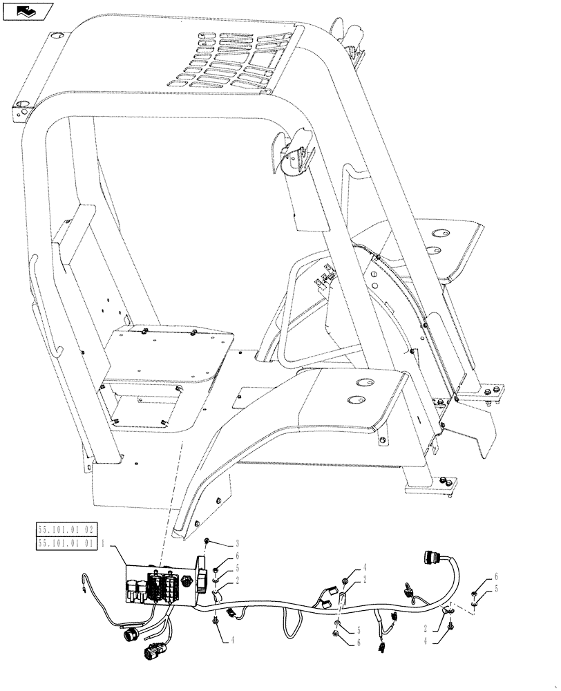 Схема запчастей Case 586H - (90.150.01) - CAB HARNESS INSTALLATION (90) - PLATFORM, CAB, BODYWORK AND DECALS