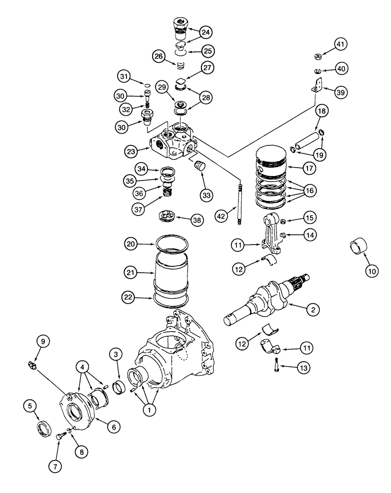 Схема запчастей Case 9050 - (2-54) - AIR COMPRESSOR ASSEMBLY (02) - ENGINE