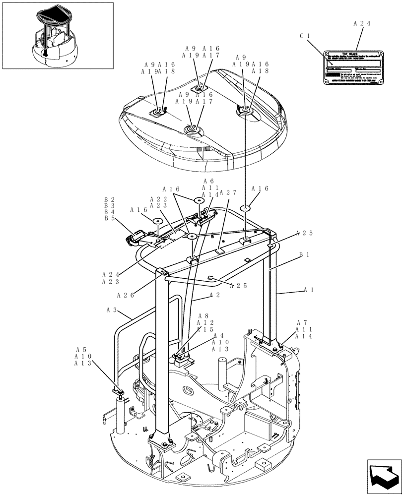 Схема запчастей Case CX20B - (200-18A[1]) - CANOPY (90) - PLATFORM, CAB, BODYWORK AND DECALS