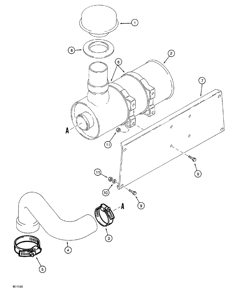 Схема запчастей Case 760 - (02-006) - AIR CLEANER AND AIR INTAKE (10) - ENGINE
