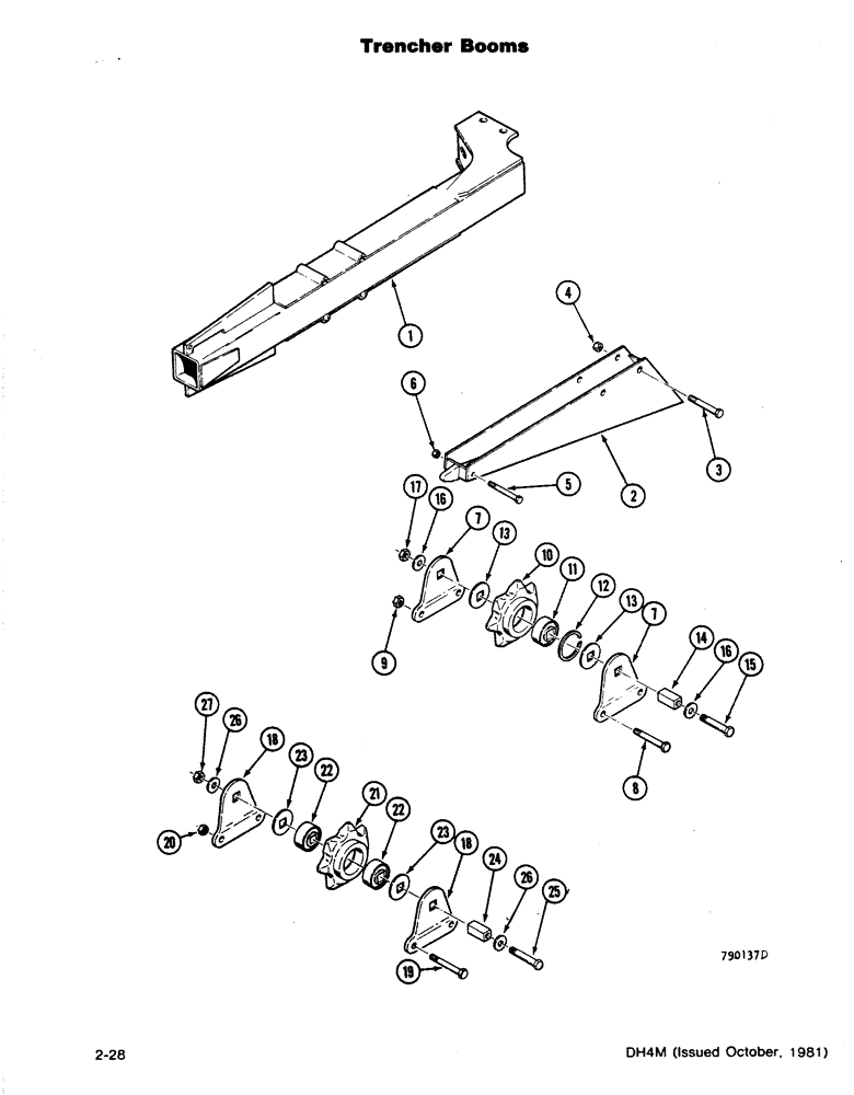 Схема запчастей Case DH4B - (2-28) - TRENCHER BOOMS (89) - TOOLS