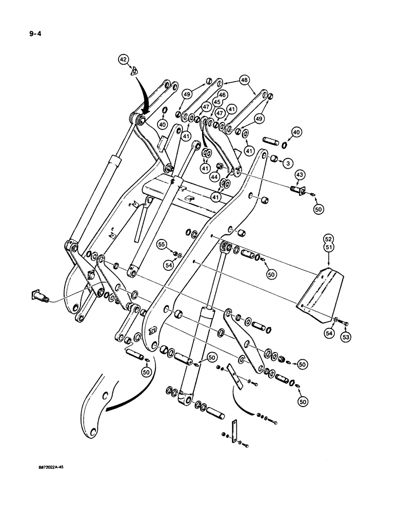 Схема запчастей Case W11B - (9-004) - LOADER LIFT COMPONENTS (09) - CHASSIS/ATTACHMENTS