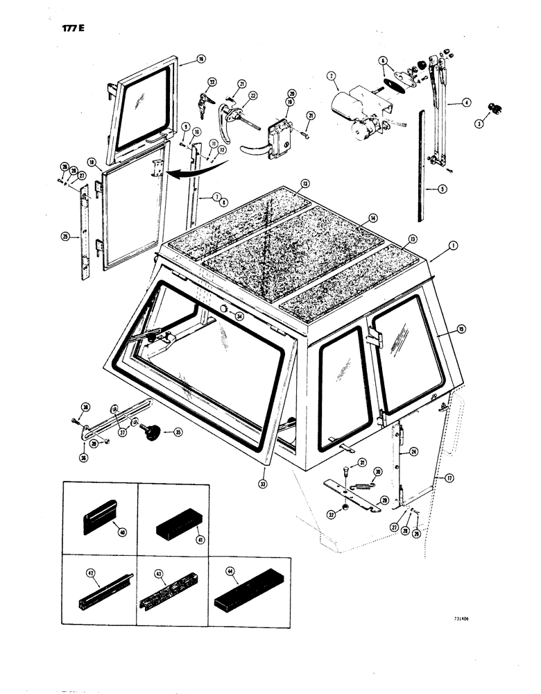 Схема запчастей Case W24B - (177E) - L52736 OPERATORS CAB, DOORS, WINDOWS AND RELATED PARTS (09) - CHASSIS
