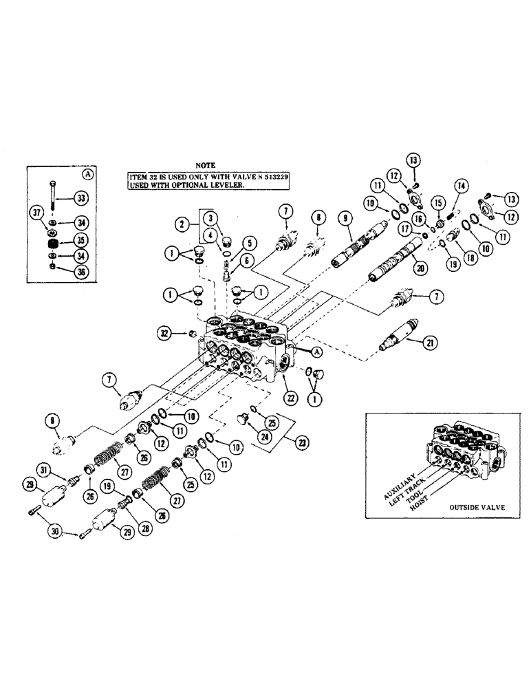 Схема запчастей Case 35 - (194) - 4-SPOOL MAIN CONTROL VALVE, (USED WITH HOIST, TOOL, LEFT TRACK AND AUXILIARY CIRCUITS) (35) - HYDRAULIC SYSTEMS