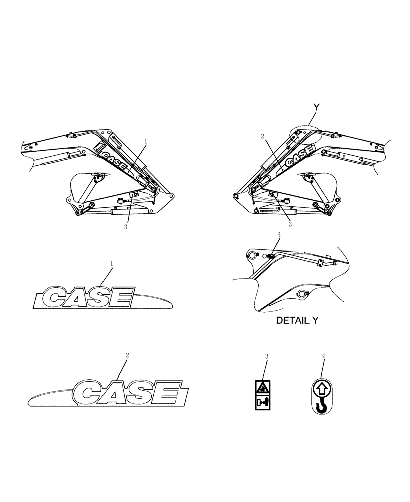 Схема запчастей Case CX27B - (987-18[1]) - DECALS - CANOPY (ATTACHMENTS) (90) - PLATFORM, CAB, BODYWORK AND DECALS