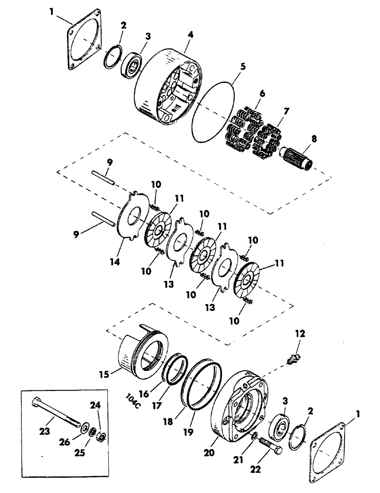 Схема запчастей Case 40BLC - (140) - TRACK DRIVE BRAKE, (USED ON UNITS WITH SERIAL NUMBER 6275249 AND AFTER) (04) - UNDERCARRIAGE