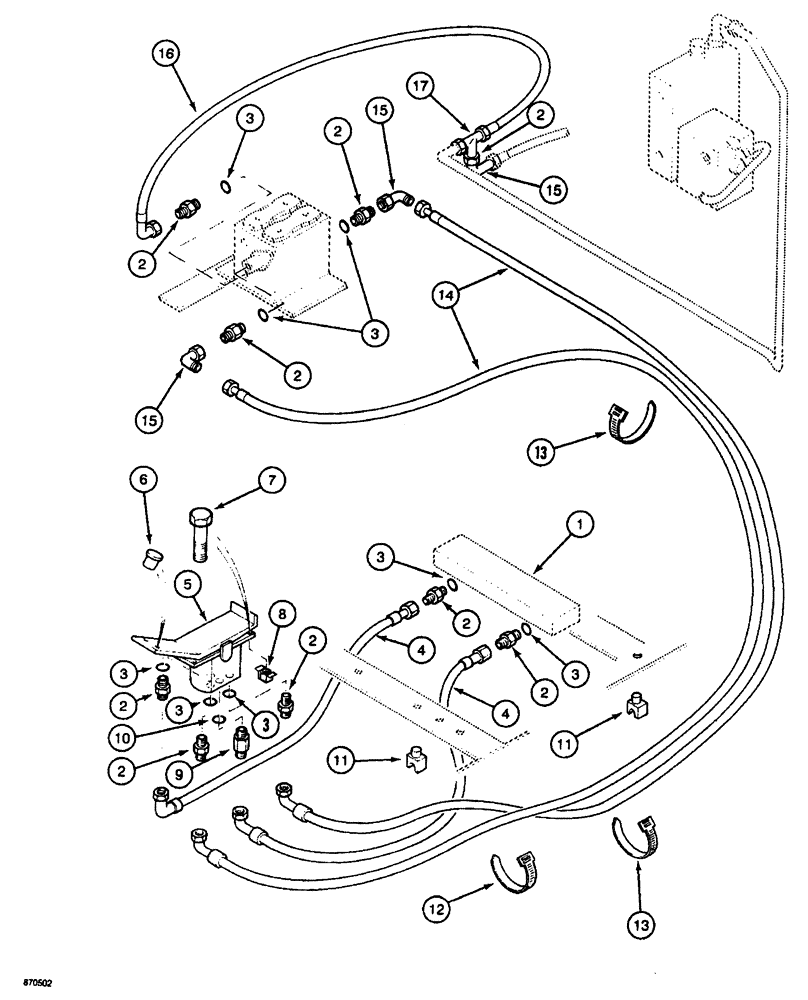 Схема запчастей Case 688 - (8-124) - HYDRAULIC CONTROL CIRCUIT, TO HYDRAULIC HAMMER CONTROL VALVE (08) - HYDRAULICS