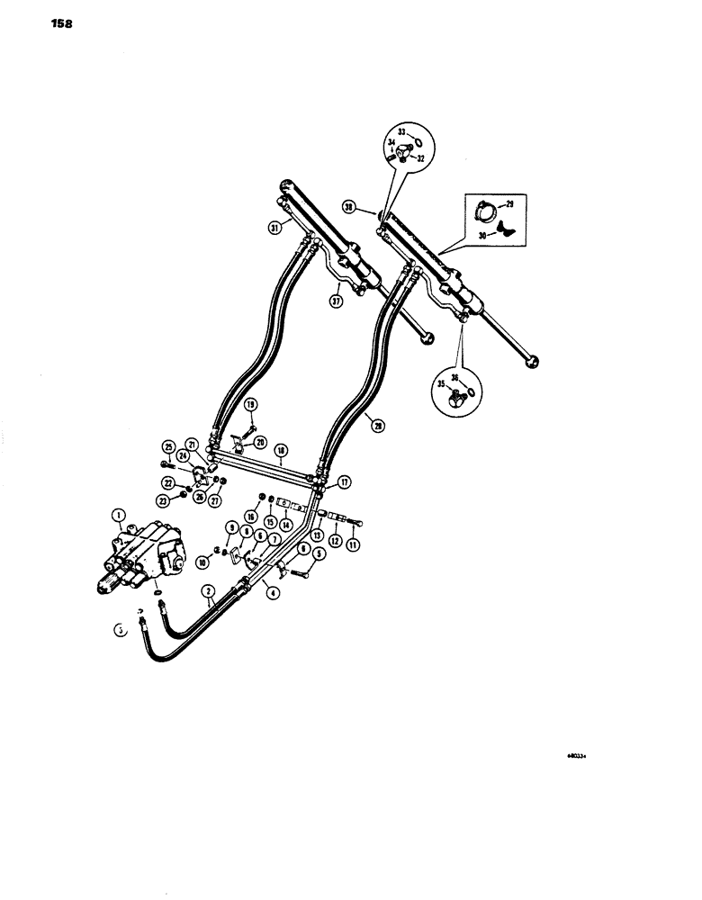 Схема запчастей Case 450 - (158) - DOZER LIFT HYDRAULIC CIRCUIT (07) - HYDRAULIC SYSTEM