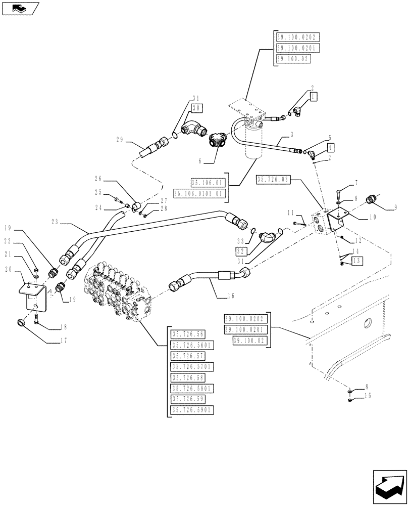 Схема запчастей Case 580SN - (35.726.13) - VAR - 747661 - VALVE - HYD INSTALL SINGLE AUX - MECH (35) - HYDRAULIC SYSTEMS