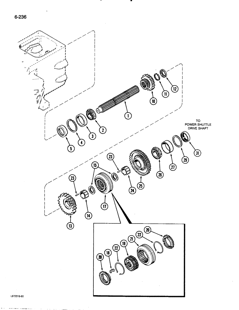 Схема запчастей Case 580K - (06-236) - TRANSAXLE MAINSHAFT (06) - POWER TRAIN