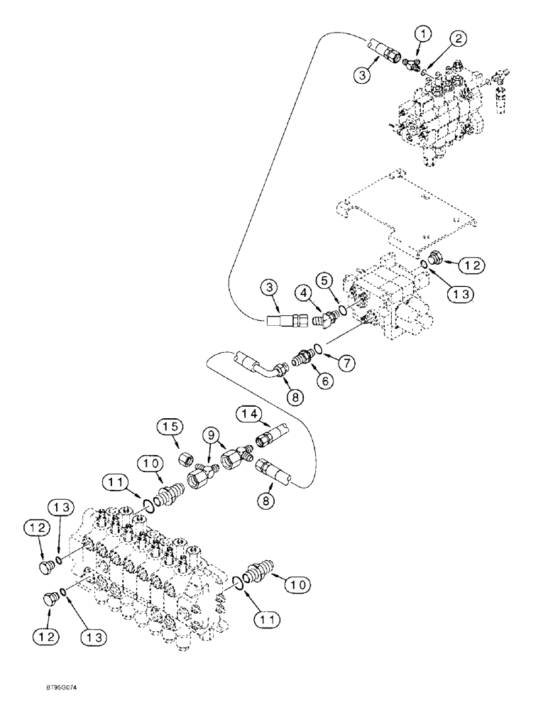 Схема запчастей Case 580L - (8-038) - BASIC AUXILLARY HYDRAULICS,MODELS WITH OR WITHOUT EXTENDABLE DIPPER, *ALTERNATE EARLY CONFIGURATION (08) - HYDRAULICS