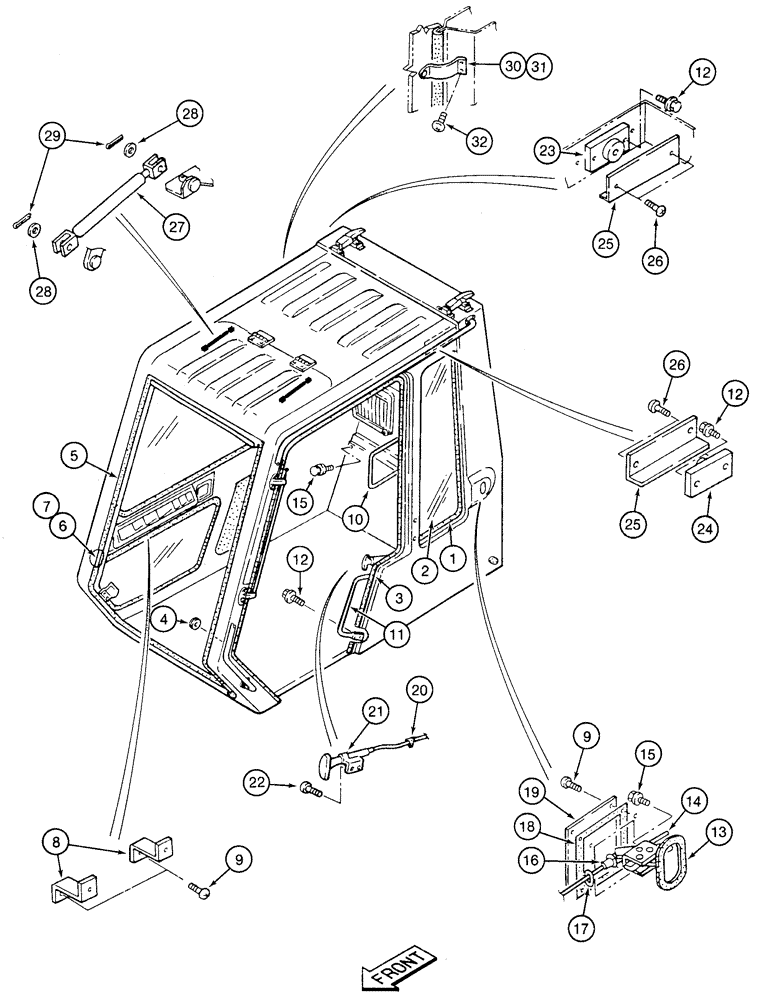 Схема запчастей Case 9050 - (9-48) - CAB DOOR RELEASE AND OVERHEAD DOOR CYLINDER (09) - CHASSIS