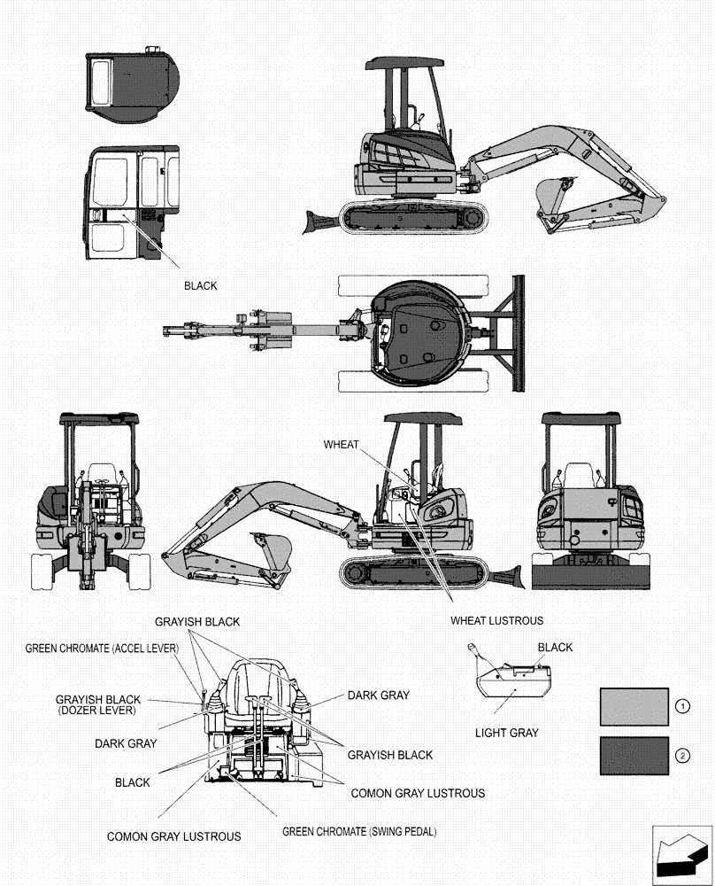 Схема запчастей Case CX50B - (00-002) - PAINT COLOR (05) - SERVICE & MAINTENANCE
