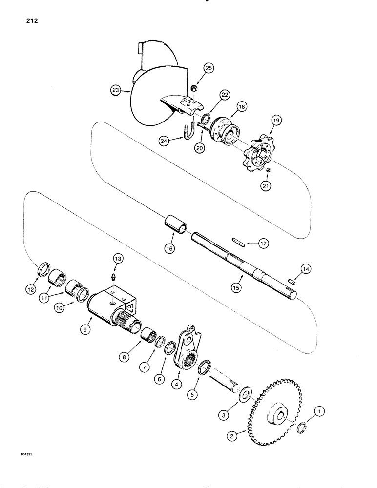 Схема запчастей Case P60 - (212) - TRENCHER BOOM MOUNTING SHAFT AND AUGER (89) - TOOLS