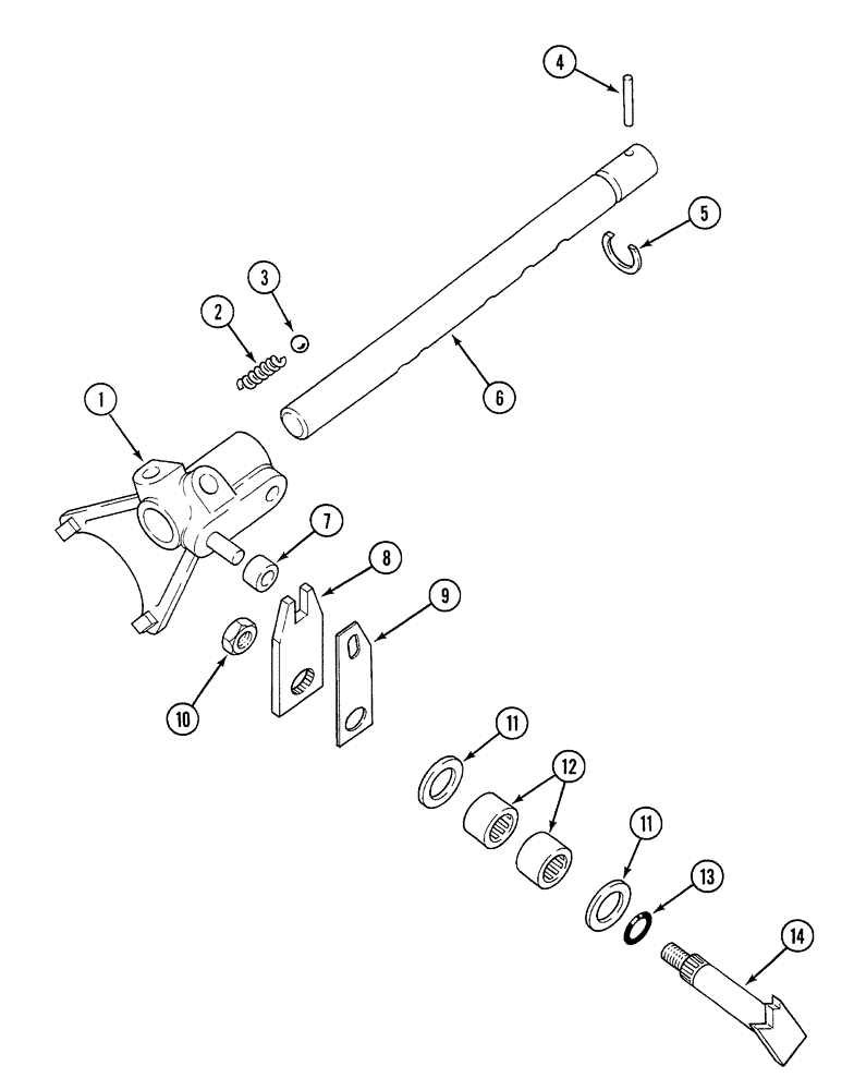 Схема запчастей Case 380B - (6-46) - TRANSMISSION RANGE SHIFT CONTROL (INTERNAL) - WITH FORWARD AND REVERSE ATTACHMENT (06) - POWER TRAIN