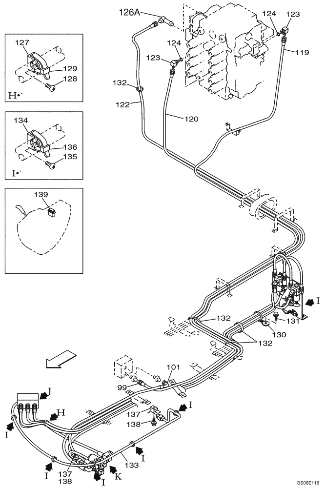 Схема запчастей Case CX800 - (08-037-00[01]) - HYDRAULIC CIRCUIT - OPTIONAL - 3-WAY (08) - HYDRAULICS