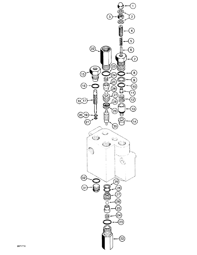 Схема запчастей Case TF300 - (6-20) - PARKER CONTROL VALVE - GROUND DRIVE AND BOOM LIFT, SN (06) - POWER TRAIN