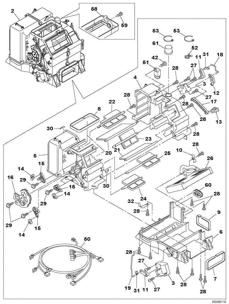 Схема запчастей Case CX130B - (09-81) - CAB HEATER (09) - CHASSIS/ATTACHMENTS