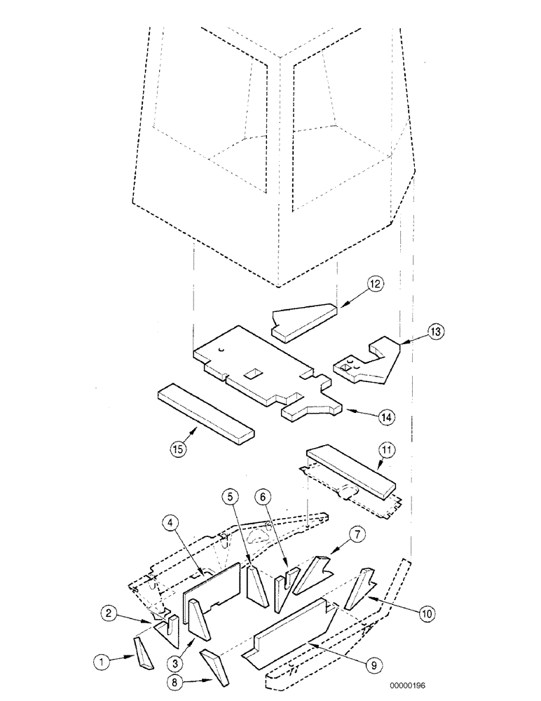 Схема запчастей Case 821C - (09-08A) - SOUNDPROOFING - CAB (09) - CHASSIS