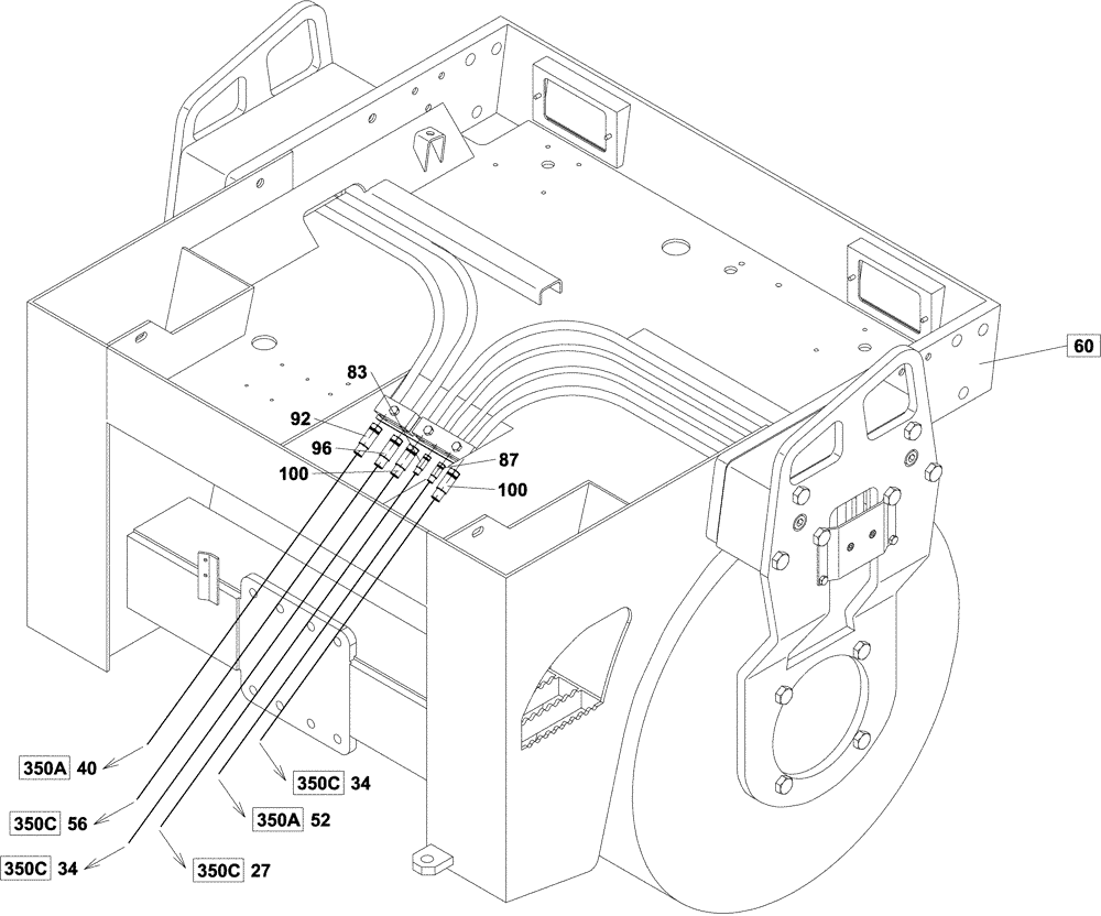Схема запчастей Case DV201 - (10-350D/12[01]) - HYDRAULIC CIRCUIT, TRAVEL (07) - HYDRAULIC SYSTEM