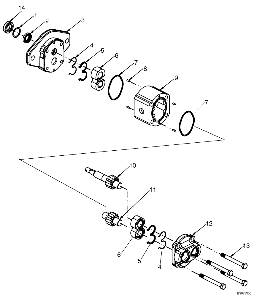 Схема запчастей Case 521E - (07-04) - HYDRAULICS - BRAKE - PUMP ASSY (07) - BRAKES