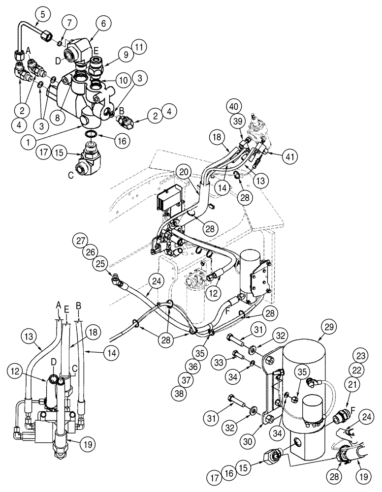 Схема запчастей Case 621D - (05-07) - HYDRAULICS - STEERING, AUXILIARY (05) - STEERING