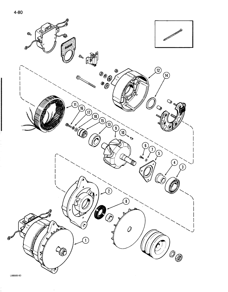 Схема запчастей Case 1187B - (4-080) - R36587 ALTERNATOR (04) - ELECTRICAL SYSTEMS