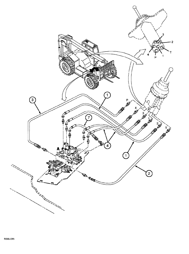 Схема запчастей Case 689G - (08-26) - BOOM CONTROLLER TO MAIN CONTROL VALVE (08) - HYDRAULICS