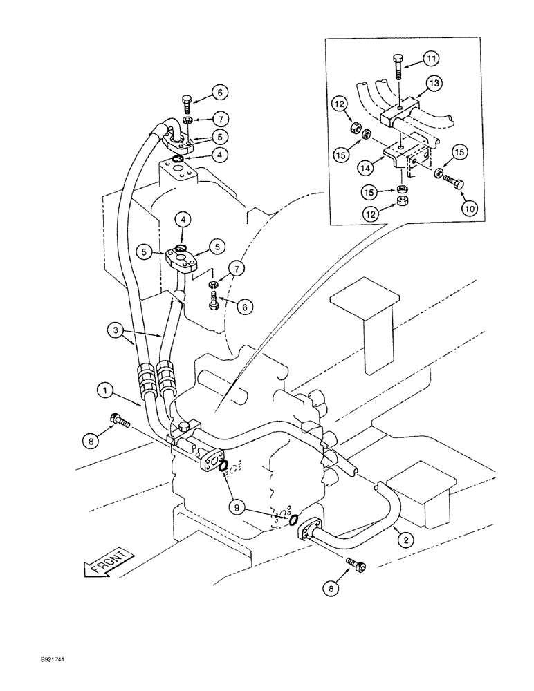 Схема запчастей Case 9030 - (8-08) - BASIC HYDRAULIC CIRCUIT, PUMP TO VALVE (08) - HYDRAULICS