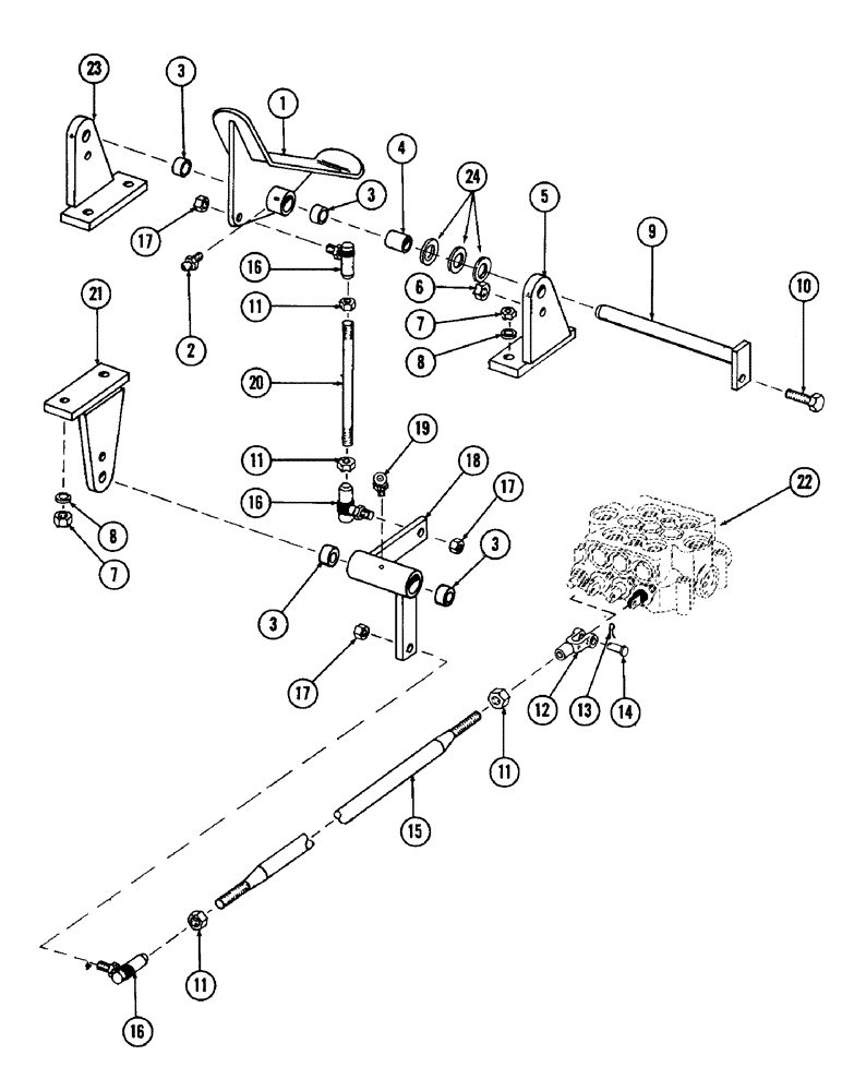 Схема запчастей Case 880 - (220) - RIGHT TRACK CONTROL AND LINKAGE (05) - UPPERSTRUCTURE CHASSIS