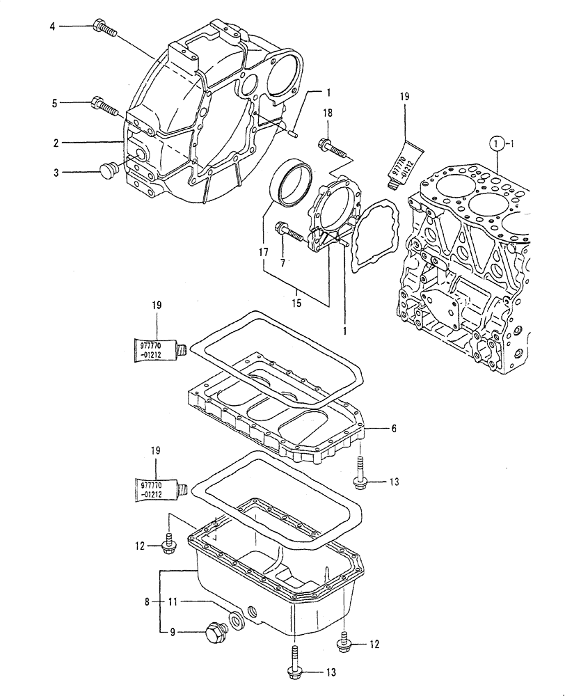 Схема запчастей Case CX27B - (ENGINE-03[1]) - FLYWHEEL HOUSING & OIL SUMP (10) - ENGINE