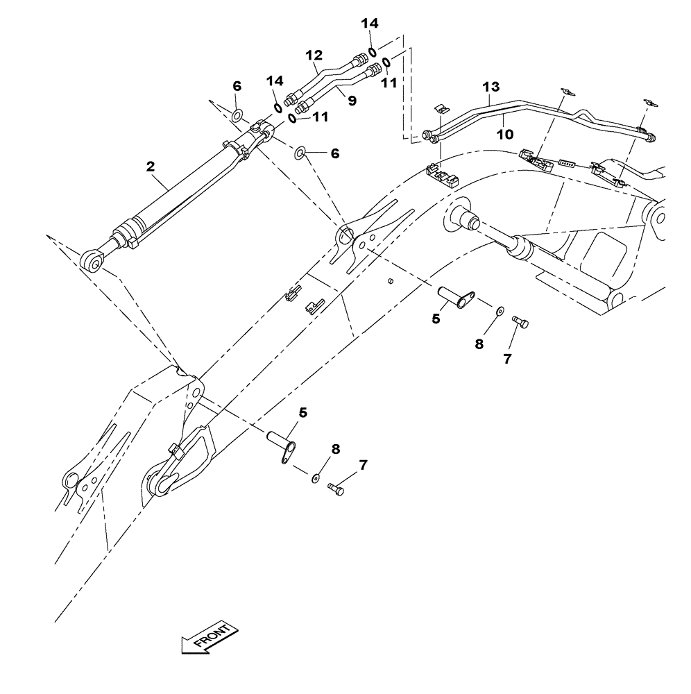 Схема запчастей Case CX300C - (08-018-00[01]) - HYDRAULIC CIRCUIT - DIPPER CYLINDER - MONOBLOCK BOOM - 6.15 M (08) - HYDRAULICS