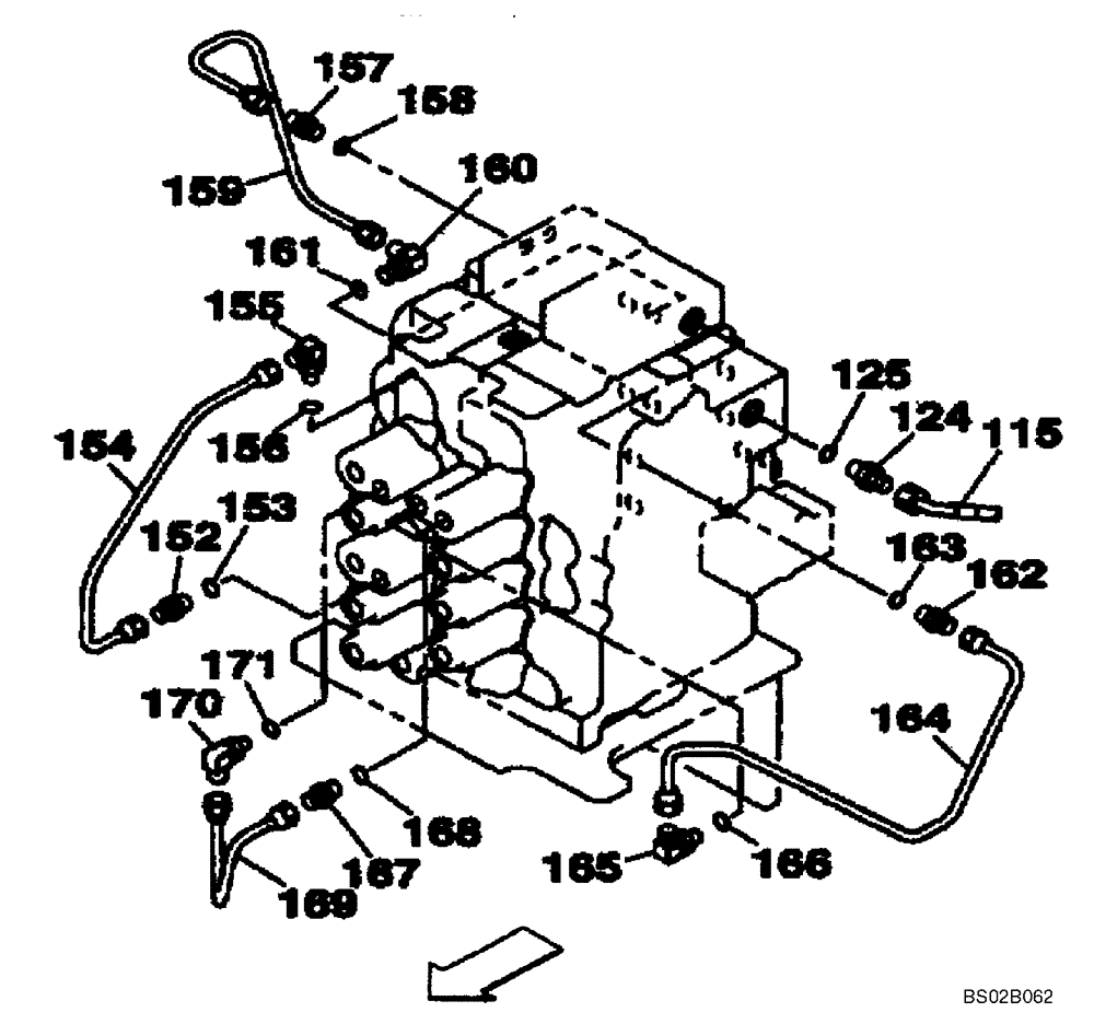 Схема запчастей Case CX130 - (08-048) - HYDRAULICS - PILOT CONTROL LINES (08) - HYDRAULICS