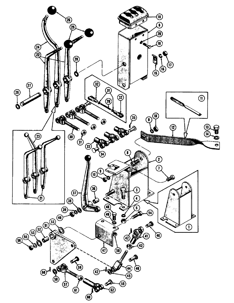 Схема запчастей Case 600 - (090) - TRANSMISSION CONTROL SYSTEM, CONTROL TOWER, LEVERS, SHAFTS, LINKAGE (03) - TRANSMISSION